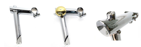 Velo Orange Gran Cru 1  inch  Quill Stem Chrome w/ Bell Mount 80/100mm long 26mm clamp
